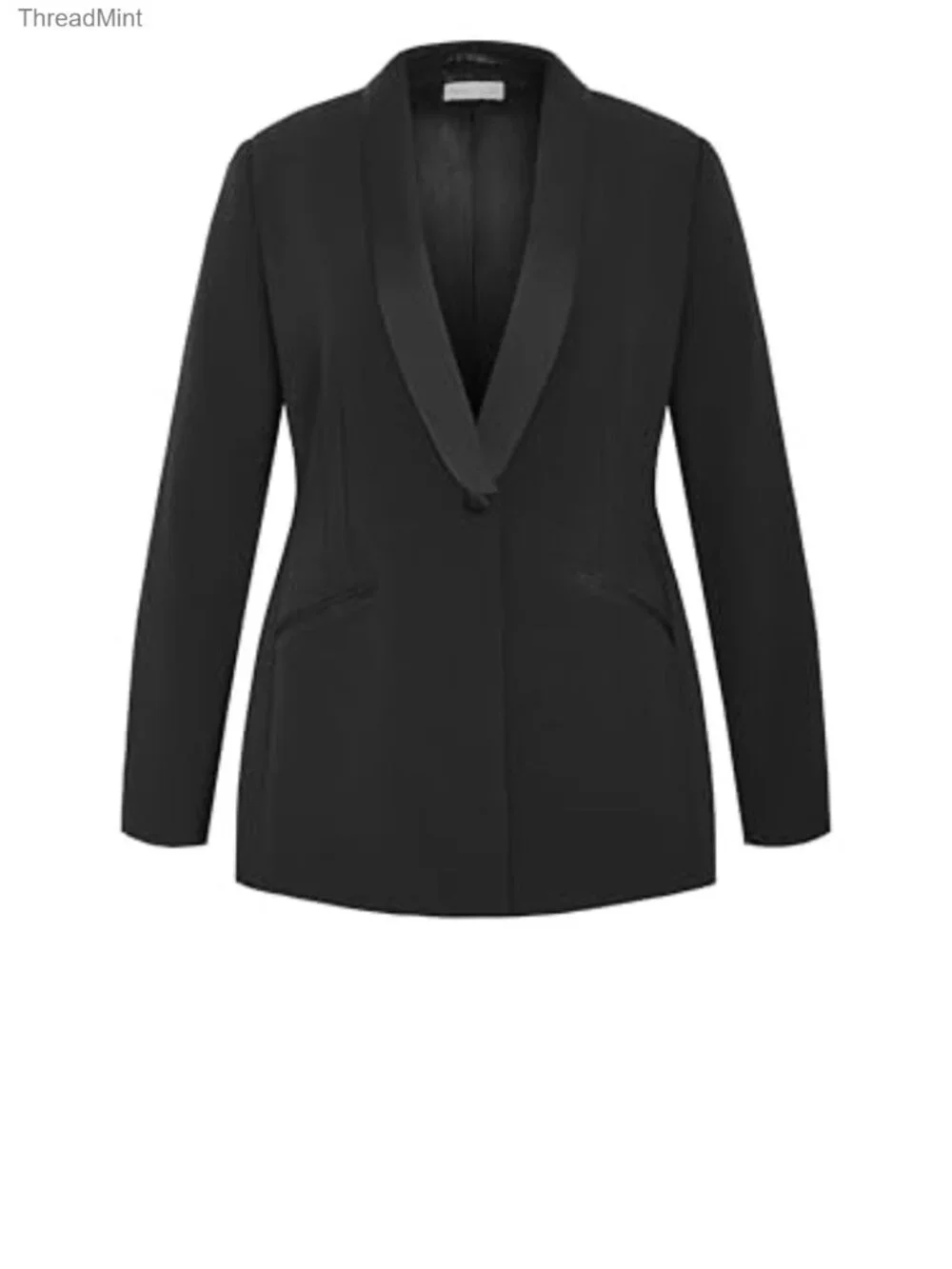 City Chic Plus Size Tuxedo Jacket Longline Collar Shaping Seams Soft Touch